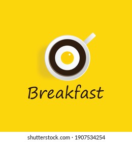 Breakfast logo concept coffee and eggs vector illustration