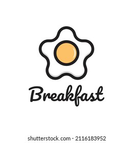 Breakfast Logo. Simple And Unique Combination Of Star And Fried Egg Logo. Design.