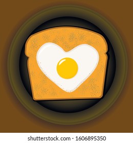 Breakfast for a loved one bread with an egg in a pan or on a plate, congratulations for the holiday, romance