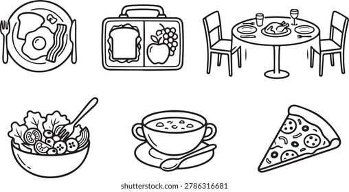 Breakfast Lunch And Dinner Food Vector Icons For Restaurant Menu And Cafe Branding