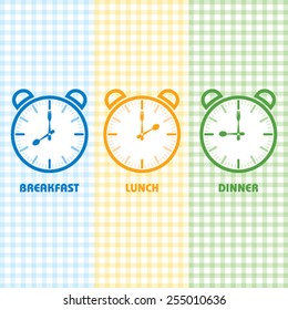 Breakfast Lunch And Dinner Time Stock Vector