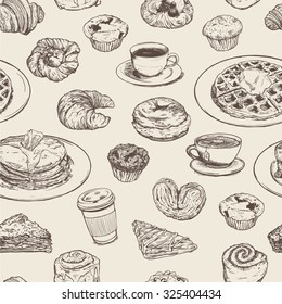 Breakfast meal seamless pattern