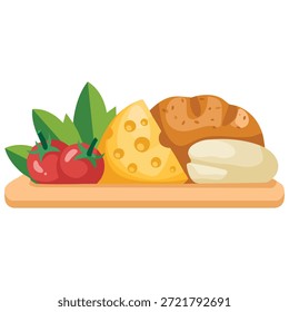 Desayuno servido en un Vector rústico de tablones de madera