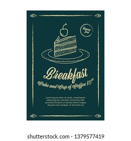 Breakfast menu design. Vintage style