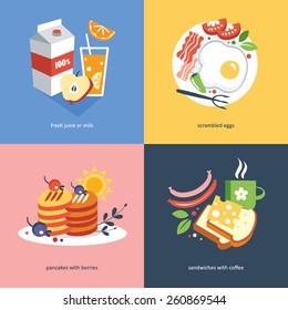 breakfast menu food concept flat design