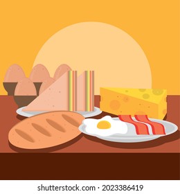 menú de desayuno en la mesa