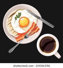 Frühstücksmenü frisch mit Ei und Schokolade