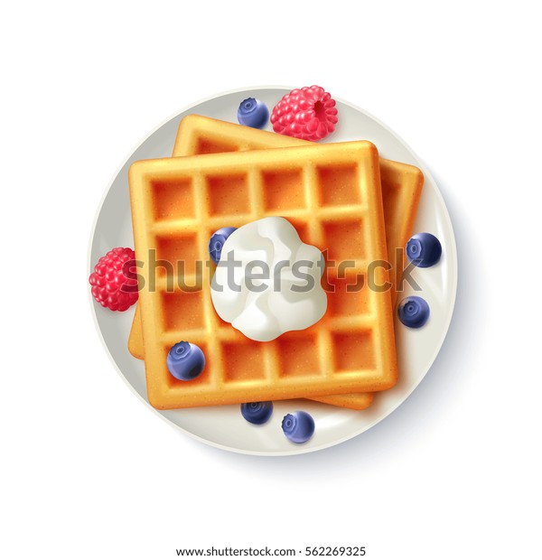 Breakfast Menu Item Sweet Belgian Waffles Stock Vector Royalty Free