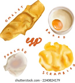 Breakfast menu made with eggs.