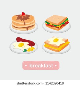 Breakfast Menu Pancake Sandwich Sausage Egg Stock Vector (royalty Free 