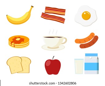 Breakfast menu set isolated on white background - vector illustration 