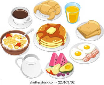 Breakfast Menu, Vector illustration cartoon.