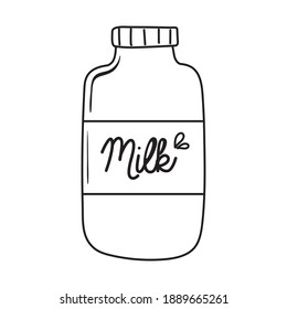 refrigerios de leche de desayuno comida apetitosa, ilustración vectorial de línea de iconos