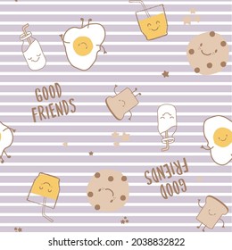 breakfast, milk, egg, juice friends