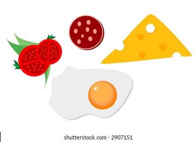 breakfast milk parts egg fruit meat harvest tomato pig food pork dining morning eating dawn feeding starch elements nurture caricature painting comic daybreak glucose image embryo illustration objects