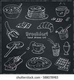 Breakfast and morning doodle elements. Vector illustration