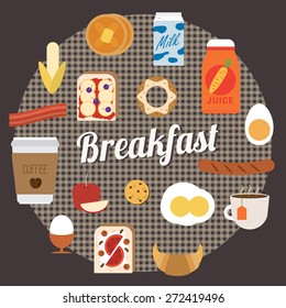 Breakfast Morning Food set, vector illustration