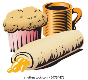 Breakfast: muffin, burrito, coffee or tea. B/w: #30420997. Lunch: #34754473.