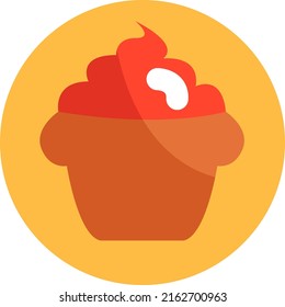 Breakfast muffin with cream, illustration, vector on a white background.