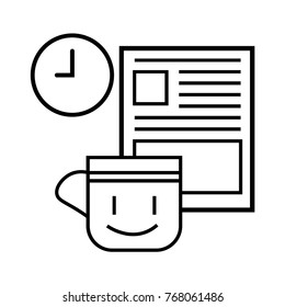 Breakfast with newspaper - line icon