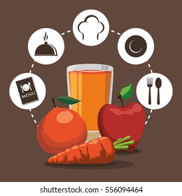 breakfast nutrition fruit vegetable juice cycle label vector illustration eps 10