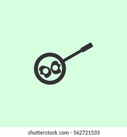 Breakfast omeletteer icon flat. Grey vector symbol on green background