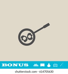 Breakfast omeletteer icon flat. Grey pictogram on light background. Vector illustration symbol and bonus button real estate, ottoman, vase, tv, fishing rod