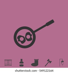 Breakfast omeletteer icon flat. Simple vector grey pictogram and bonus symbol