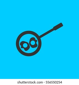Breakfast omeletteer icon flat. Simple vector black pictogram on blue background