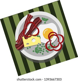 breakfast on a plate, vector illustration