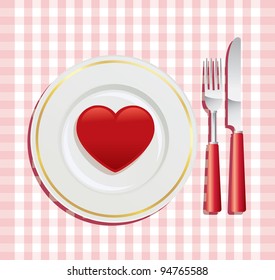 Breakfast on Valentine's Day vector illustration