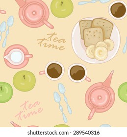 Breakfast on yellow  table- cloth
