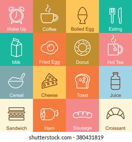 breakfast outline design, vector infographic elements