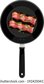Breakfast in the pan isolated illustration