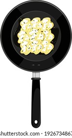 Breakfast in the pan isolated illustration