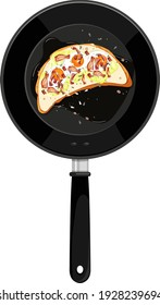 Breakfast in the pan isolated illustration