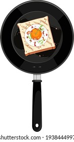 Breakfast in the pan isolated illustration