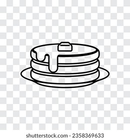 Breakfast pancakes with syrup and butter on a plate line art vector icon for food apps and websites.