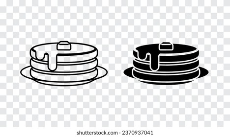 Breakfast pancakes with syrup and butter on a plate flat vector icon for food apps and websites.
