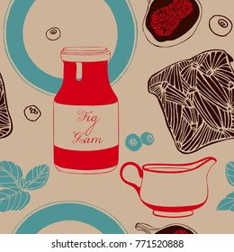 Breakfast pattern design. Vector illustration.