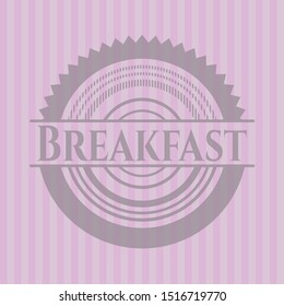 Breakfast pink emblem. Retro. Vector Illustration. Detailed.