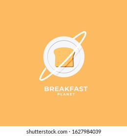 Breakfast planet Simple creative modern logo icon sign concept for cafe restaurant company. Vector illustration. Isolated on background