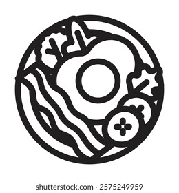 Breakfast plate icon. Editable line icon. Vector illustration