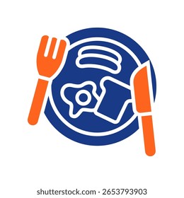 Frühstücksteller Symbol Füllung Vektorgrafik