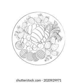 Breakfast plate isolated on white background. Vector illustration.