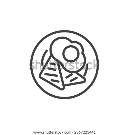 Breakfast plate line icon. linear style sign for mobile concept and web design. Scrambled eggs and sandwich outline vector icon. Symbol, logo illustration. Vector graphics