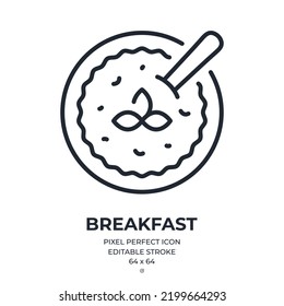 Breakfast porridge editable stroke outline icon isolated on white background flat vector illustration. Pixel perfect. 64 x 64.