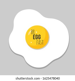 Breakfast poster design, fried eggs background.   Modern minimalist illustration in flat cartoon style with a pun saying