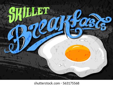 Breakfast Poster. Fried eggs and bacon always fresh. Vector illustration.