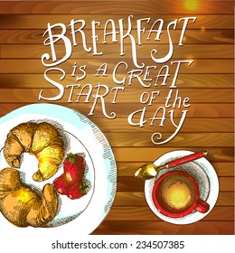 Breakfast Poster. Vector illustration.
